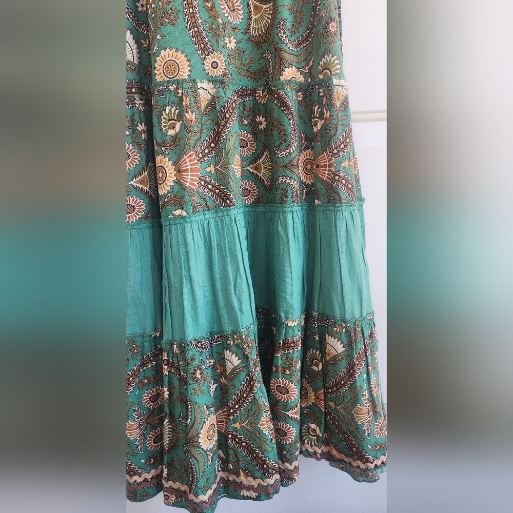 Vasna Desire Bohemian Green Patterned Dress, Size Medium, Cotton. - Picture 11 of 14